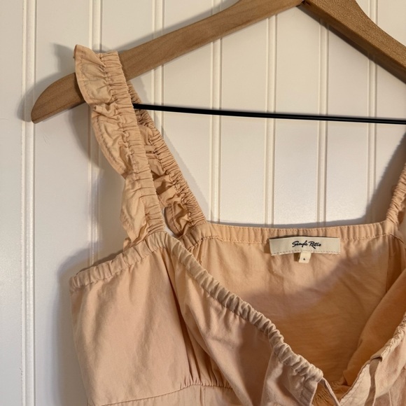 Simple Retro Ruched Bust Knot Front Ruffle Trim Cami Top Women’s Size Large - Picture 3 of 9